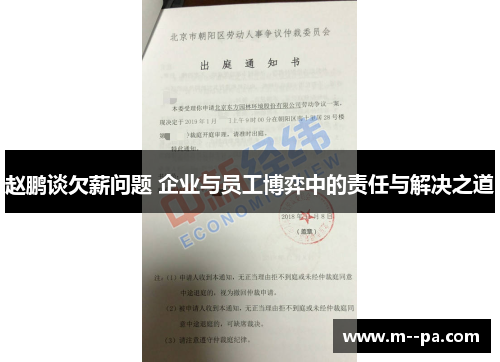 赵鹏谈欠薪问题 企业与员工博弈中的责任与解决之道 赵鹏谈欠薪问题 企业与员工博弈中的责任与解决之道